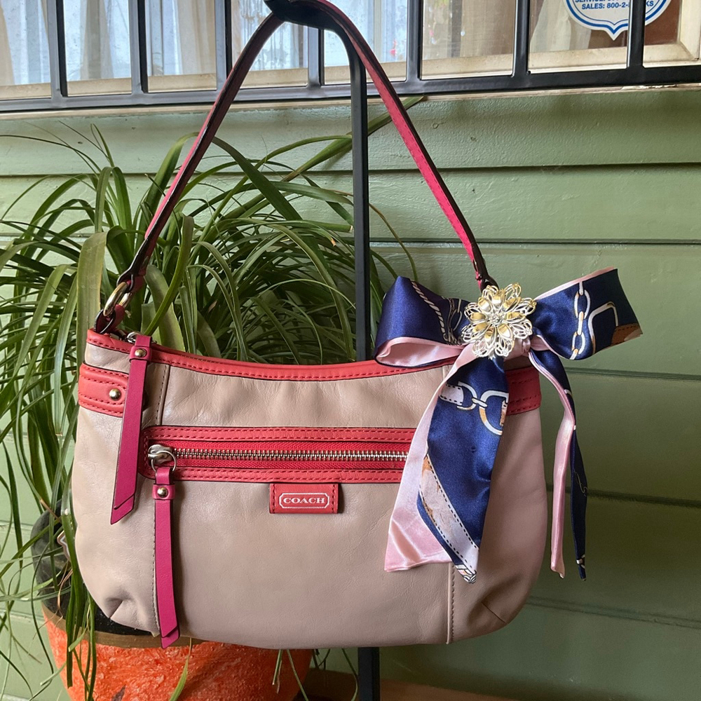 Coach Daisy Spectator Purse Tan/Pink with Scarf (no hang tag)